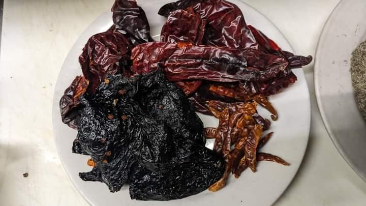 Dried peppers used in the birria broth